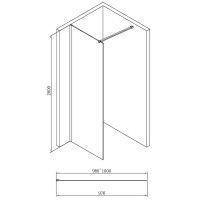 Душевая перегородка Abber AG61100B 100x200 профиль Черный стекло прозрачное