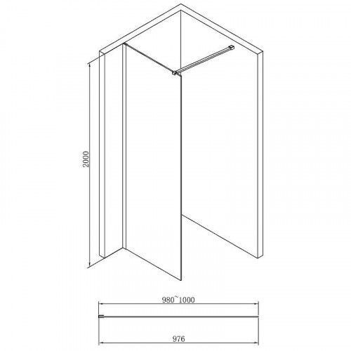 Душевая перегородка Abber AG61100B 100x200 профиль Черный стекло прозрачное