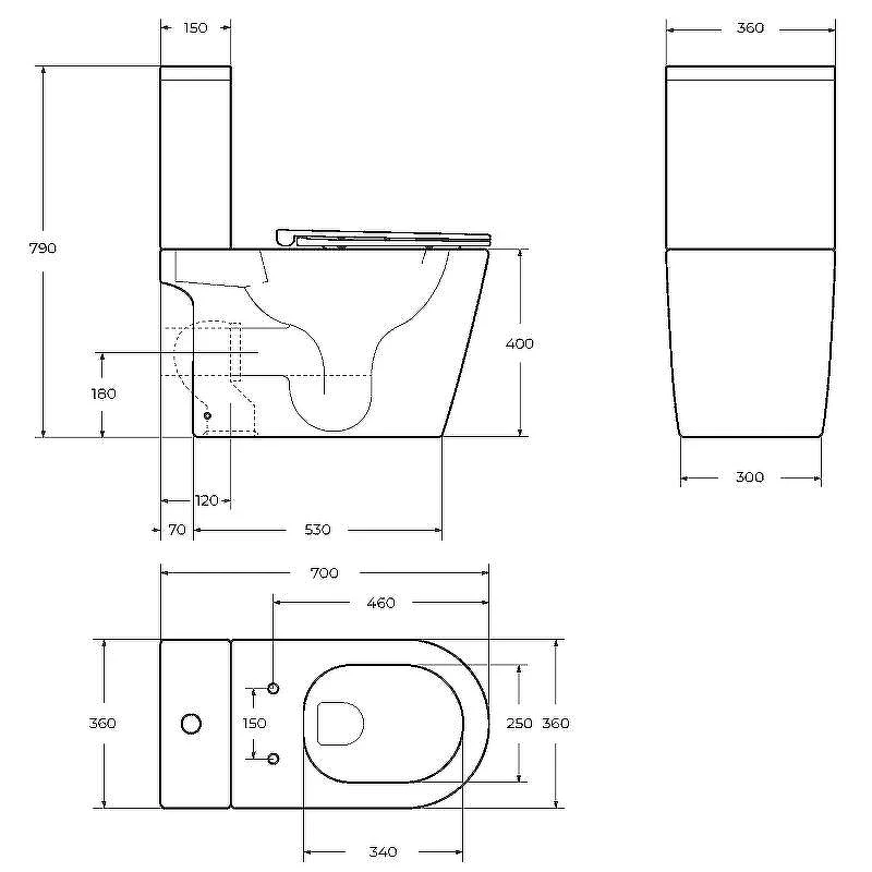 Унитаз моноблок BelBagno Tre-Tor BB673CP-MN-TOR/SC с сиденьем Микролифт
