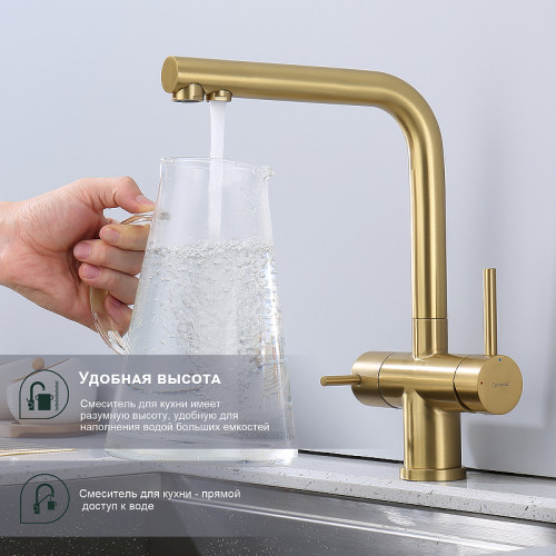 Смеситель для кухни Splenka S70.61.03 Золото матовое латунь
