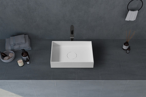 Раковина-чаша Abber Stein 50 AS2621 Белая матовая искусственный камень (литьевой мрамор) накладная