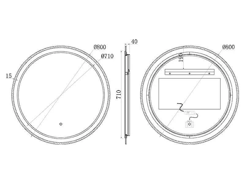Зеркало Uni-Flow Mirror 80 M641 с подсветкой с сенсорным выключателем и подогревом