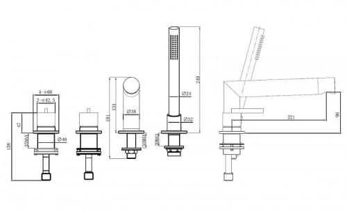 Смеситель на борт ванны Abber Perfekte 316 AF8A13BST цвет Сталь брашированная