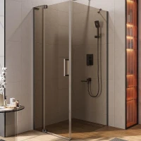 Душевой уголок Cezares Slider 90x90 SLIDER-AH-1-90-80/90-BR-GM профиль Оружейная сталь стекло бронзовое