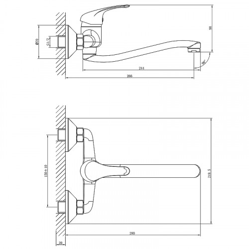 Смеситель для кухни Rossinka A35-24 Хром