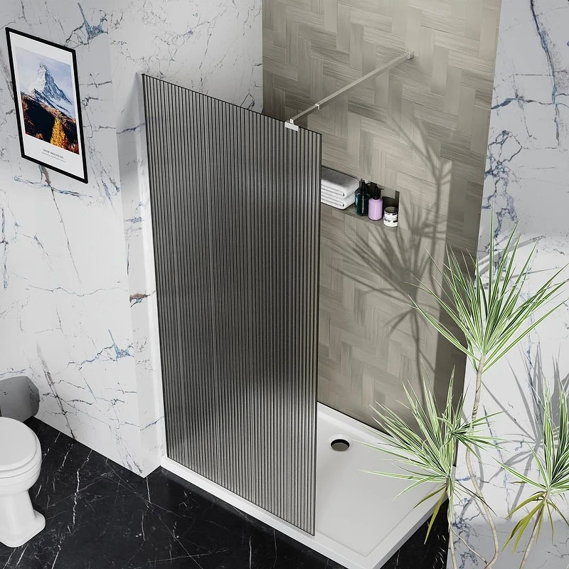 Душевая перегородка Azario Walk-In 110 AZ-251-110-BGL-CRF профиль Брашированное золото стекло рифленое