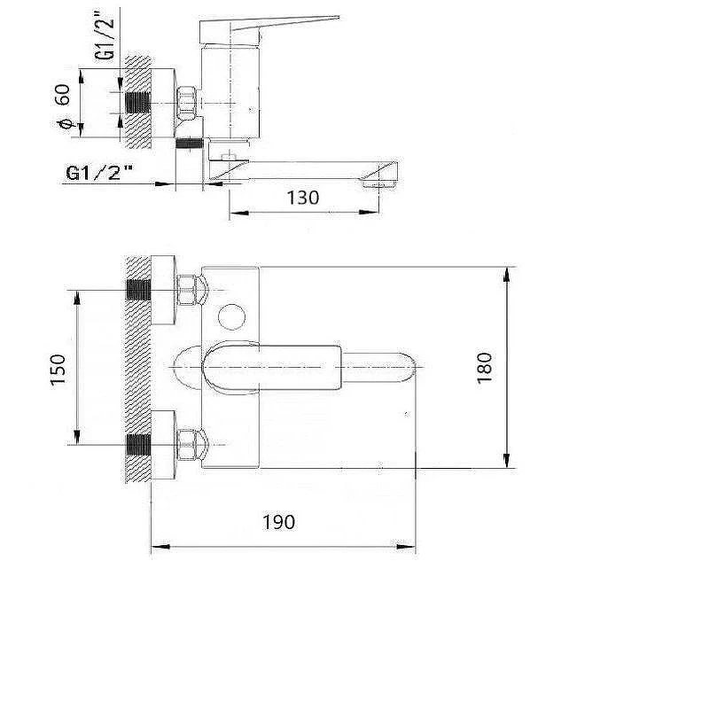 Смеситель для ванны Wisent WP30202 цвет Хром