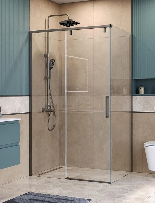 Душевой уголок BelBagno Soft Close-1 120x90 SOFT_CLOSE-1-AH-1-120/90-C-GM профиль Оружейная сталь стекло прозрачное