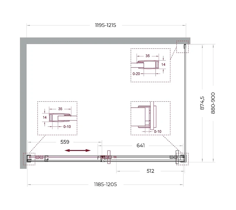 Душевой уголок BelBagno Soft Close-1 120x90 SOFT_CLOSE-1-AH-1-120/90-C-GM профиль Оружейная сталь стекло прозрачное