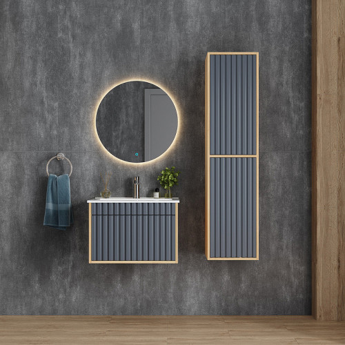 Шкаф пенал Onika Дайлер 35 403569 подвесной Графит Дуб сонома МДФ / ЛДСП