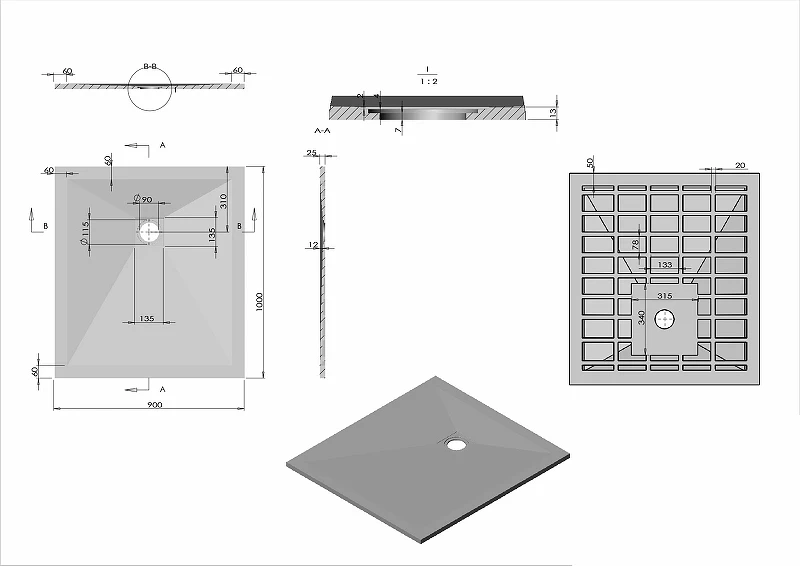 Душевой поддон из искусственного камня Vincea 100x90 VST-4SR9010W+Vsph-D132 Белый матовый
