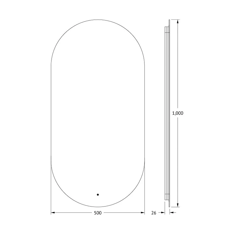 Зеркало Defesto Opti 50х100 DF 2914R с подсветкой 26W-3000K/ИК - выключатель/Теплый белый свет