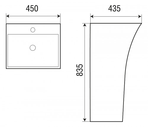Раковина WeltWasser Leerbach 4543 GL-WT 45 10000005492 Белый глянец фаянс напольный