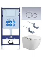 Комплект унитаза с инсталляцией Aquatek Set Aquatek Европа T KDI19 цвет Белый с сиденьем Микролифт и клавишей смыва цвет Хром матовый