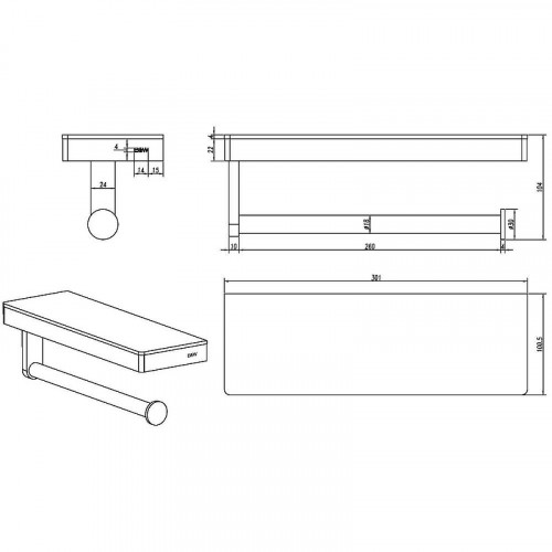 Металлическая полка Black&White Gravity GA-9603C 9603C с полотенцедержателем Хром