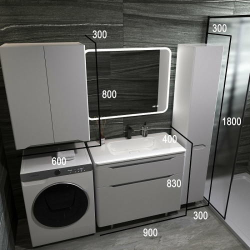 Тумба под раковину Style Line Марелла 90 Люкс Plus СС-00002416 Белый матовый антискрейтч МДФ / ЛДСП