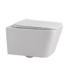Комплект унитаза Abber Rechteck AC1201-AC0105-AC0121RG с сиденьем Микролифт и клавишей смыва цвет Золото розовое