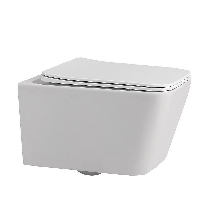Комплект унитаза Abber Rechteck AC1201-AC0105-AC0121RG с сиденьем Микролифт и клавишей смыва цвет Золото розовое