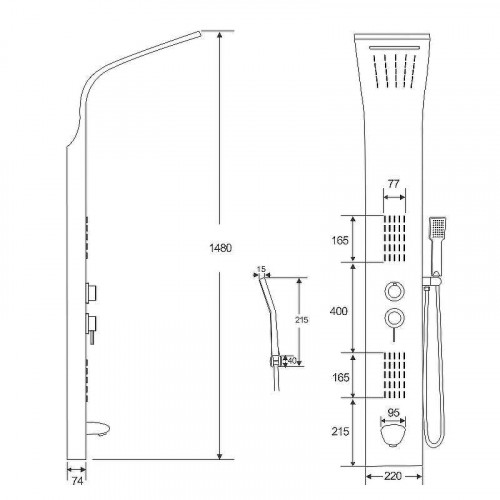 Душевая панель Ceruttispa Virginia BK CT9989 с гидромассажем Черная