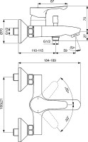 Смеситель для ванны Ideal Standard Dot 2.0 BC326AA Хром латунь на стену