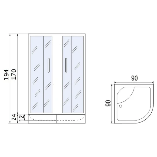 Душевой уголок River Don 90x90 MT 10000011743 с поддоном