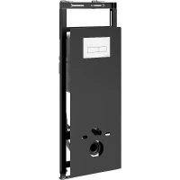 Инсталляция WasserKRAFT Salm 27TLT.010.ME.BL.WM03 для унитаза Черное стекло с Белой матовой клавишей смыва