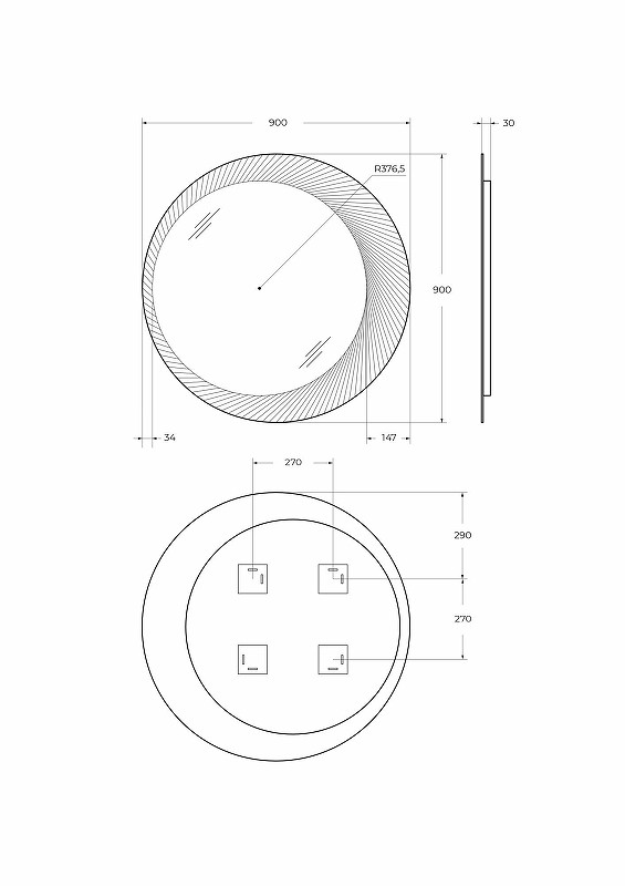 Зеркало Cezares 90 CZR-SPC-D900-LED с подсветкой без выключателя