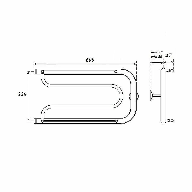 Водяной полотенцесушитель Point Фокстрот PN21336P 320x600т с полкой Хром