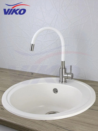 Смеситель для кухни Viko V-4448 Нержавеющая сталь Белый