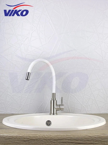 Смеситель для кухни Viko V-4448 Нержавеющая сталь Белый