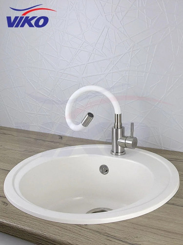 Смеситель для кухни Viko V-4448 Нержавеющая сталь Белый