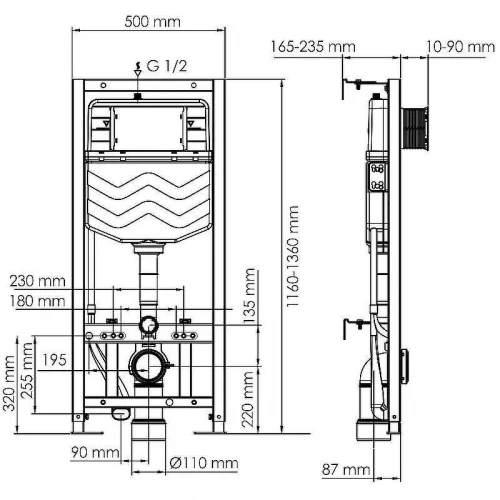 Инсталляция WasserKRAFT Aller 10TLT.010.ME.WH04 для унитаза с Белой клавишей смыва