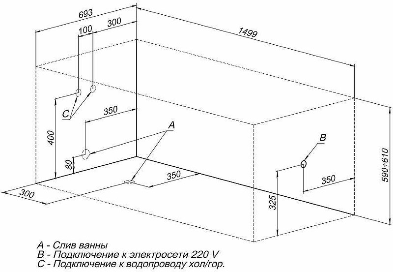 Акриловая ванна Aquanet West 150x70 240462 без гидромассажа