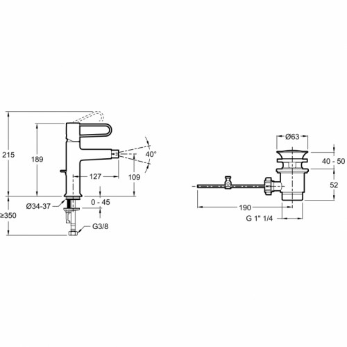 Смеситель для биде Jacob Delafon Odeon Rive Gauche E21033-CP-CP Хром латунь