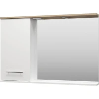 Зеркало со шкафом Misty Респект 120 L Э-Рес02120-1Л с подсветкой Белое Дуб Артизан