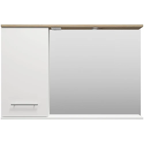 Зеркало со шкафом Misty Респект 120 L Э-Рес02120-1Л с подсветкой Белое Дуб Артизан