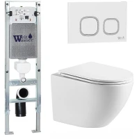 Комплект унитаза с инсталляцией WeltWasser AMBERG 350 ST + MERZBACH 043 MT-WT + AMBERG RD-WT 10000011408 цвет Белый матовый с сиденьем Микролифт и клавишей смыва цвет Белый