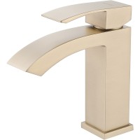 Смеситель для раковины Abber Wasserfall AF8610G Золото матовое латунь