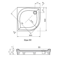 Акриловый поддон для душа Ravak Galaxy Elipso EX 90х90 A227701310 Белый