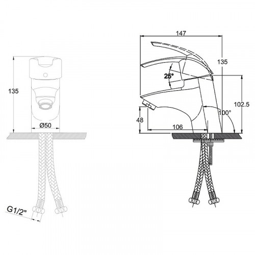 Смеситель для раковины Kaiser Nova 23011 Хром латунь