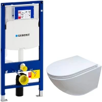 Комплект унитаза Ceruttispa B-2376-3 7183 с инсталляцией Geberit Duofix Sigma UP320 111.300.00.5 с сиденьем Микролифт фарфор подвесной