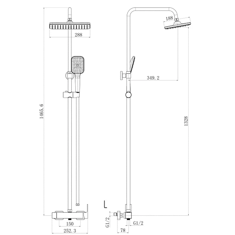 Душевая система Royce Bianco RCS-121603CR Хром латунь на стену