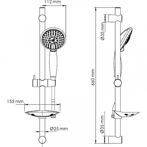 Душевой гарнитур WasserKRAFT A004 Хром нержавеющая сталь на стену