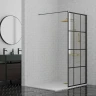 Душевая перегородка Paini 90 Walk-In 90G профиль Черный матовый стекло прозрачное с рисунком