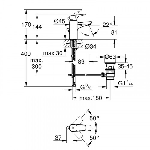 Смеситель для раковины Grohe Bauflow 23751000 Хром латунь