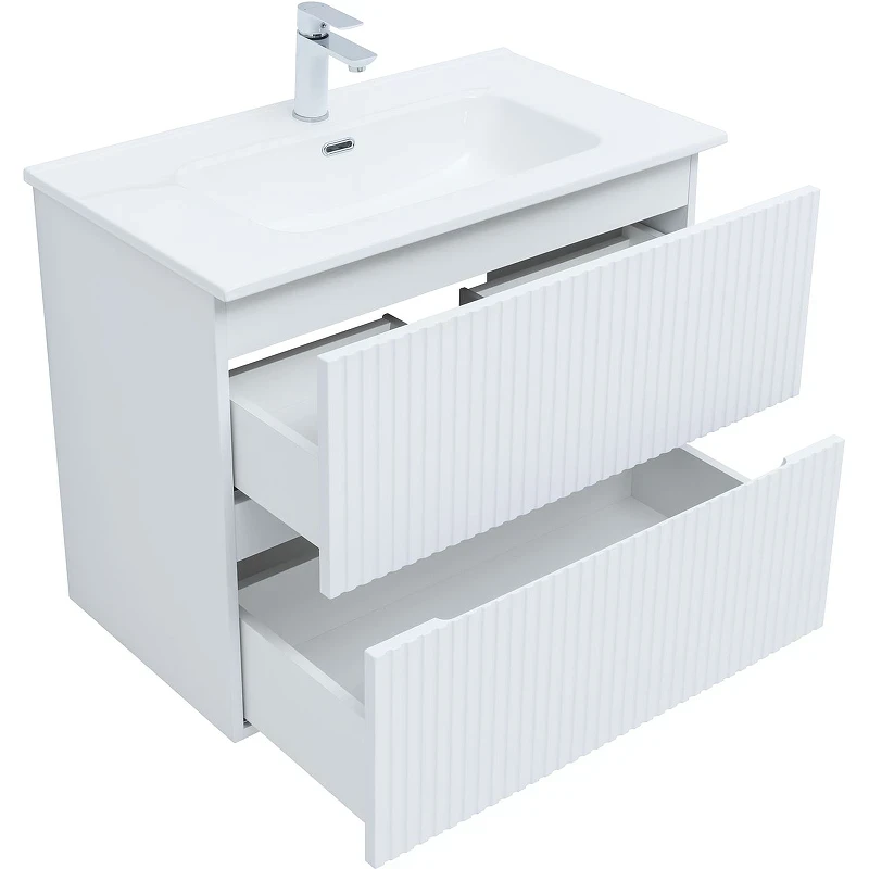 Тумба под раковину Aquanet Джейн 80 313286 подвесная Белая матовая МДФ / ЛДСП