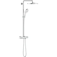 Душевая система Grohe Rainshower SmartActive 26647LS0 с термостатом Белая луна Хром латунь на стену