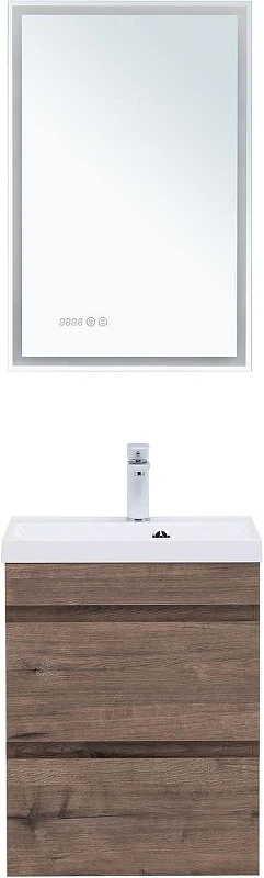 Тумба с раковиной Aquanet Нота New 50 335874 подвесная цвет Дуб веллингтон табак