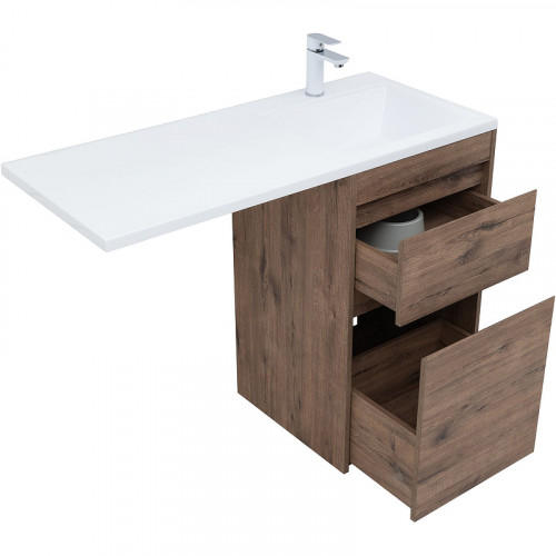 Тумба с раковиной Aquanet Токио 110 R 335586 Дуб веллингтон МДФ / ЛДСП