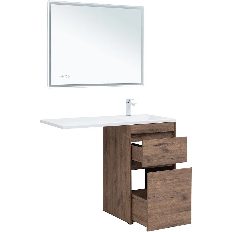 Тумба с раковиной Aquanet Токио 110 R 335586 Дуб веллингтон МДФ / ЛДСП